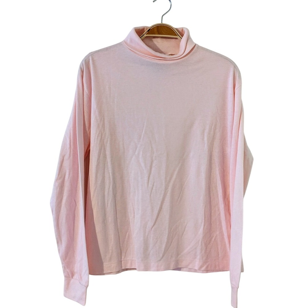 Diane Von Furstenberg Womens Large Basic Pink Turtle Neck Long Sleeve Vintage